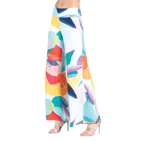 Clara Sunwoo Women's Palazzo Floral White Pants Size XL Wide Pants NWT - Picture 3 of 5